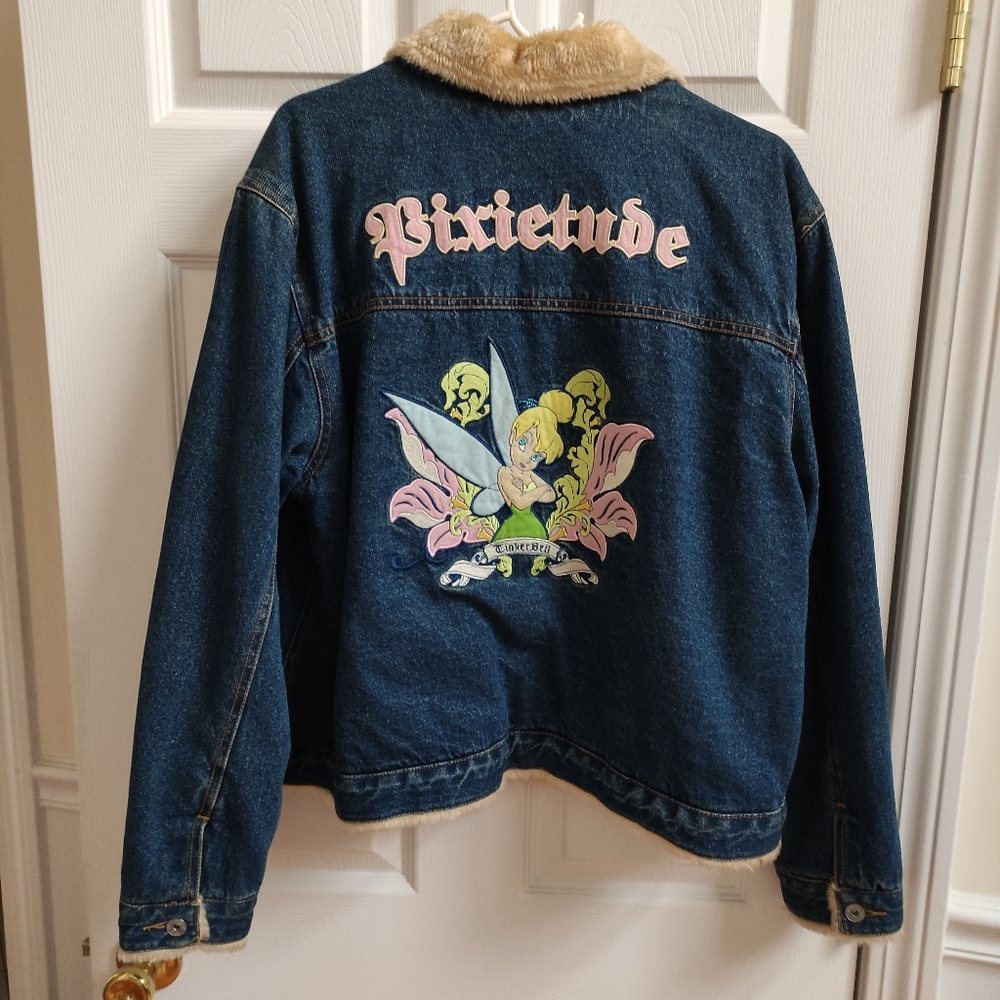 Barely worn Disney Tinker Bell sherpa lined jean jacket XL